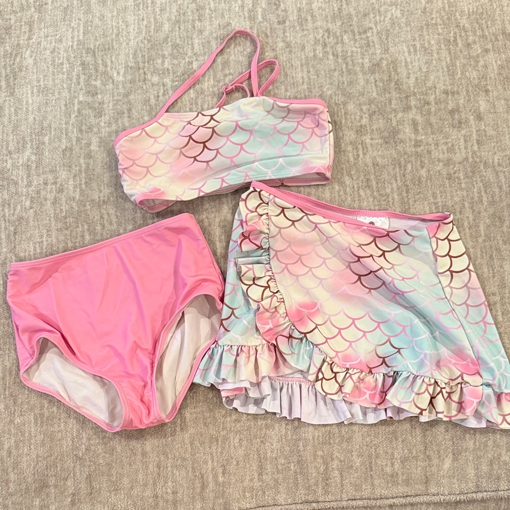 Mermaid Scale Bikini Set with Skirt